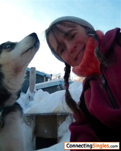Me and Tinka on an extremely cold, but beautiful day on Dec 2011, in an Alaskan village. The temps were bitter at -40. Still the dogs need care and the chores need done. I work hard and play harder!