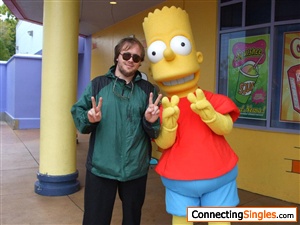 Me at Universal with Bart Simpson.