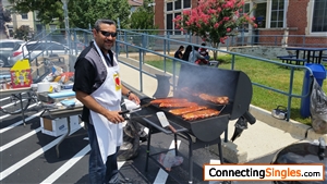 Barbecuing at the staff celebration