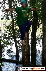 Found a 5 1 2 foot or so stump half way out of the water and thought it would be fun to do the Karate Kid kick