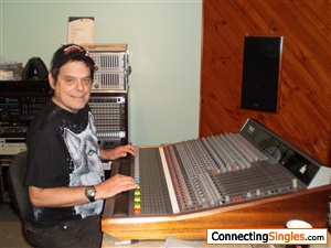 In control room of recording studio