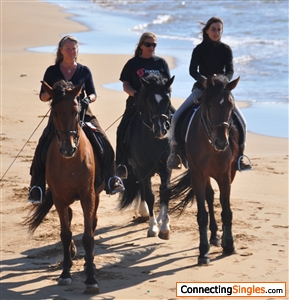 Riding on the beach with friends