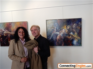 On an exhibition of my paintings talking with a visitor
