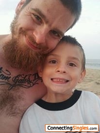 me and my son at the beach