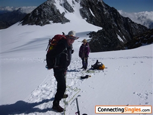 Austria last year, preparing to cross a snow field strewn with crevasses