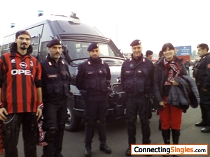 My son and me, with the nice police officers in front of San Siro Milano