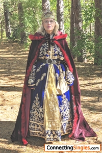 New costume for renaissance fair this fall. The gown is a salwar kameez from India. The embroidery is magnificent. Velvet fabric. The underskirt is covered also. I figured it would work for the time a