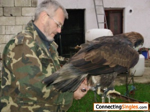 Preparing my golden eagle Ria for hunting