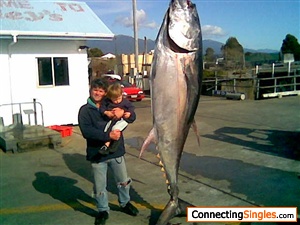 My son and I with World Record Tuna caught here on The Wild West Coast2years ago