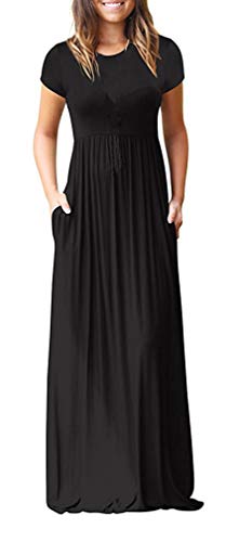 Viishow Women's Short Sleeve Loose Plain Maxi Dresses