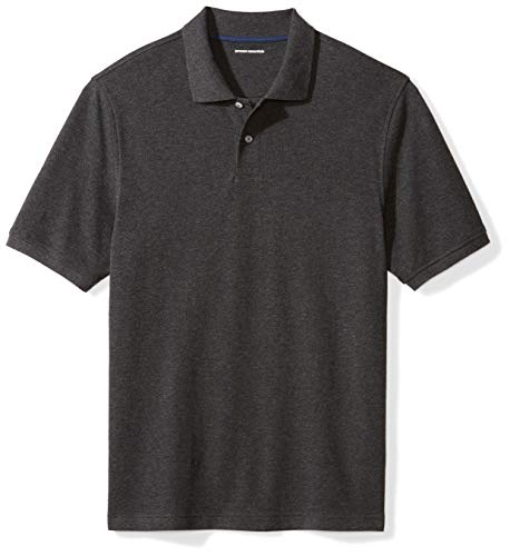 Amazon Essentials Men's Regular-Fit Cotton Pique Polo Shirt, charcoal heather