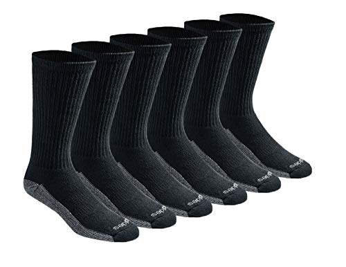 Dickies Men's Multi-Pack Dri-Tech Moisture Control Crew Socks, Black (6 Pair), Shoe Size: 6-12
