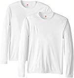 Hanes Mens Long Sleeve Cool Dri T Shirt UPF 50 Large 2 Pack White