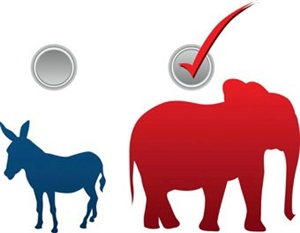 Republican 25% democrat, 75% republican