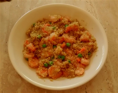 No Prep Quinoa Shrimp with Peas Recipe