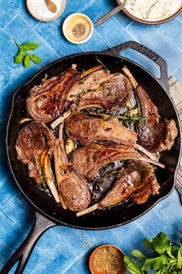 Greek Pan Seared Lamb Chops
