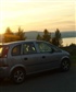 My car in sunset near by the lake where I live