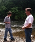 Enjoying time by a stream in the Virginia mountains with my son