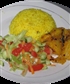 Curry rice and chicken with side of veges