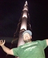 In Dubai in front of the tallest building in the world