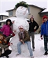 suddenly we got snow for Easter so we made a snowman with my kids my nephew and their friends Easter 2014