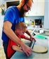 Teaching my nephew how to roll dough for pieroges
