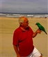 With my parrot on the beach