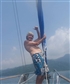 On the fore sail of SY Darika off Ko Chang